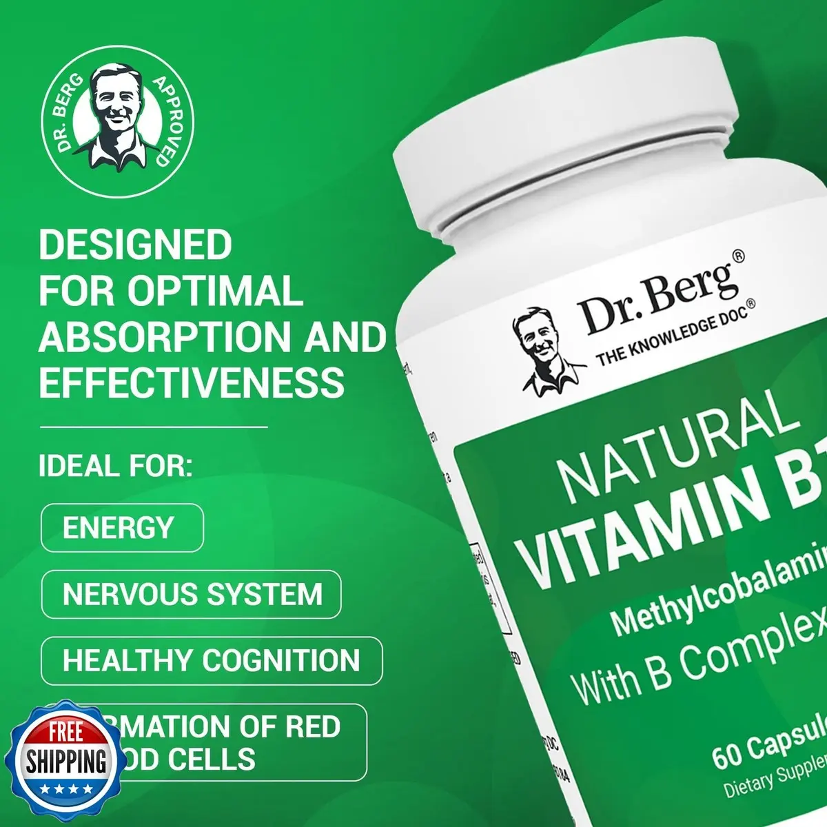 Dr. Berg Natural Vitamin B12 Methylcobalamin